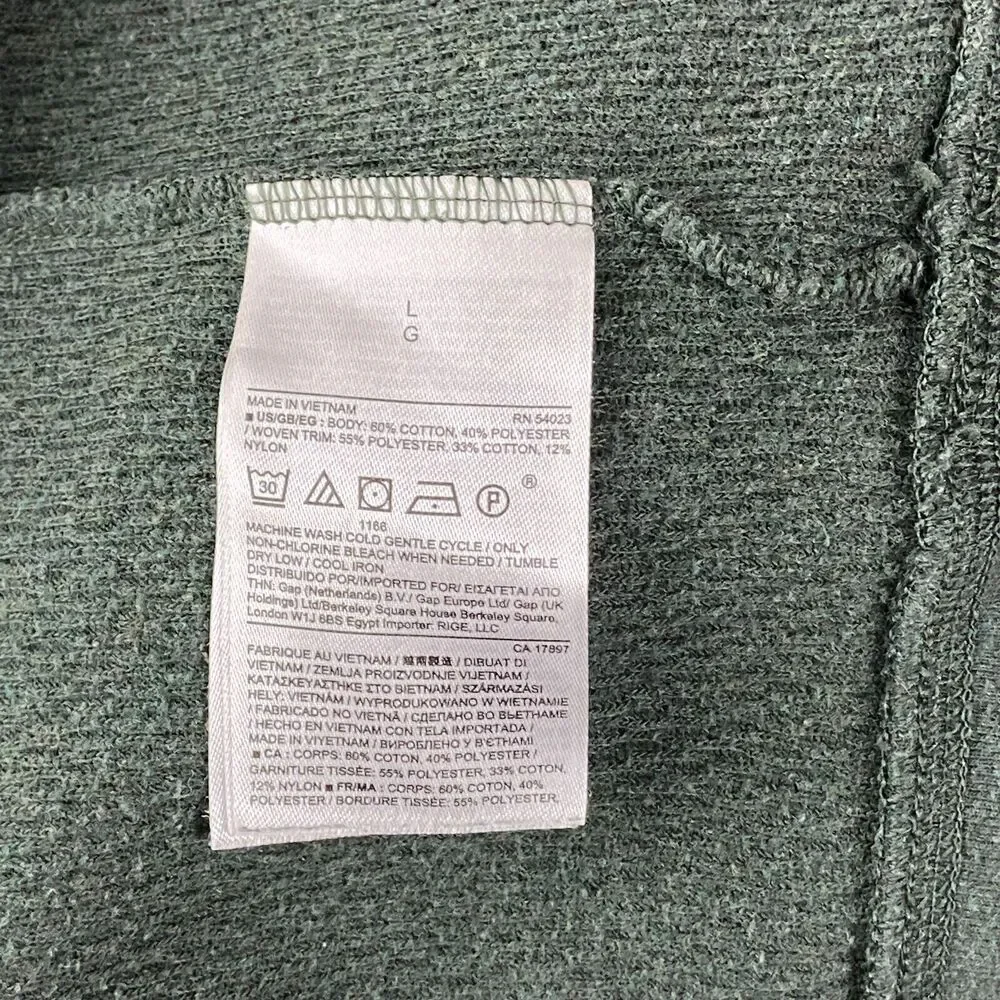 Banana Republic Men's Large Sweater Green Pocket Sleeve Waffle Knit Popover BY8